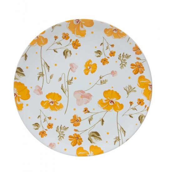 Prato 21cm Avulso para Sobremesa Doce Encanto  Amarelo Cerâmica